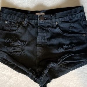 Denim shorts - black